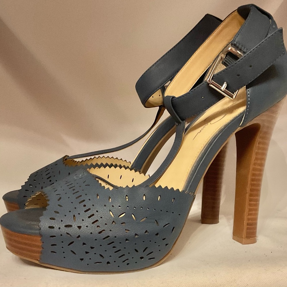 Jessica Simpson platform Sandal Heel Navy Blue